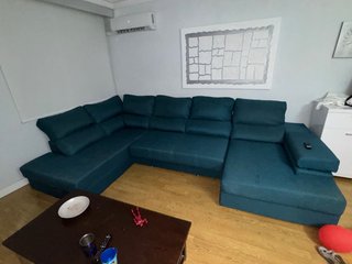 Sofá cama modular color verde azulado