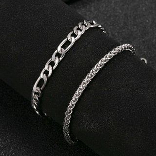 Pack 2 Pulseras Plata Acero Inoxidable Hombre Muje