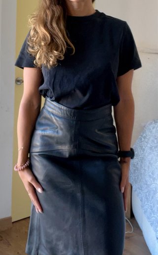 Falda negra Piel Vintage Talla 36
