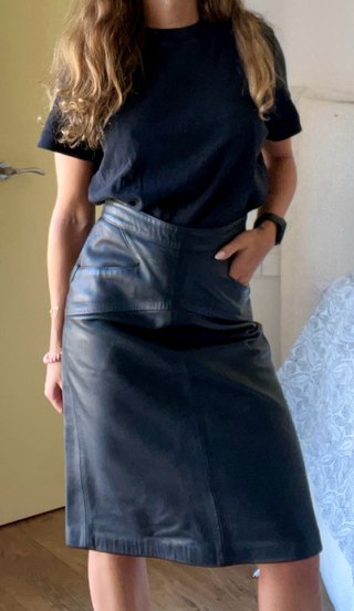Falda negra Piel Vintage Talla 36