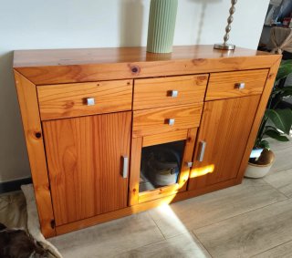 Mueble aparador madera maciza con cristal