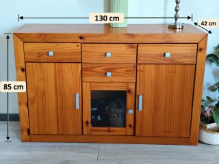 Mueble aparador madera maciza con cristal