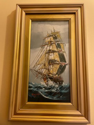 Quadro marina con veliero – dipinto firmato FONTE
