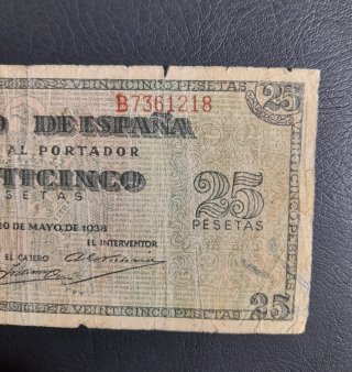 🇪🇸 Billete 25 Pesetas 1938 Burgos