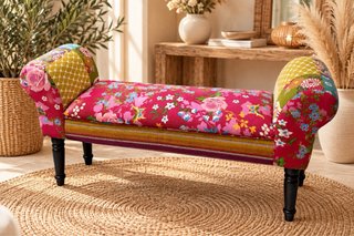 Banqueta pie de cama patchwork