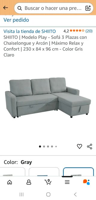 Sofá Cama Chaise Longue gris