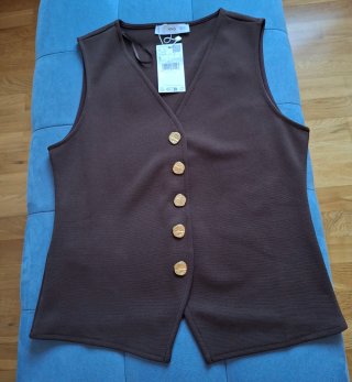 Chaleco MNG marrón botones dorados Talla S