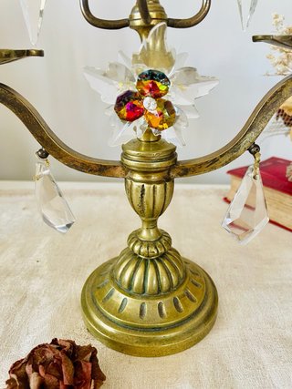 Candelabro Francés Vintage Cristal y Metal