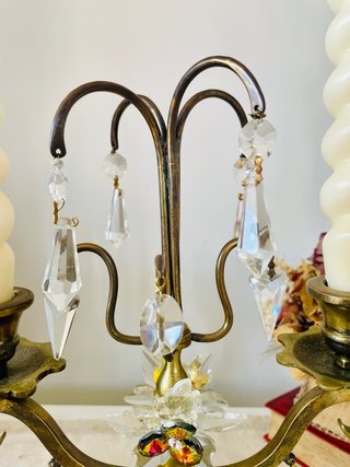 Candelabro Francés Vintage Cristal y Metal