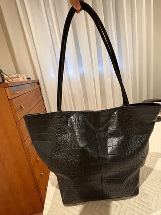 Bolso Adolfo Domínguez Negro Piel Cocodrilo