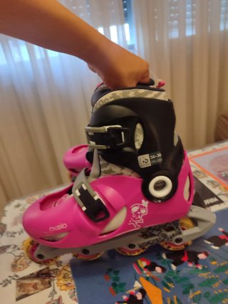 Patines en línea rosas niña talla 34-36 + funda