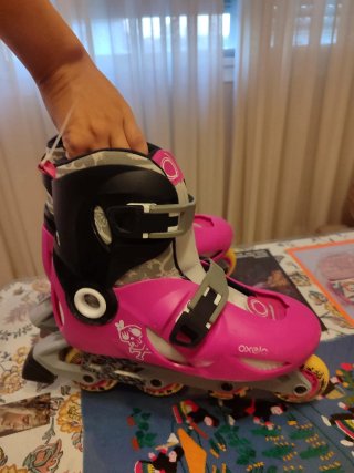 Patines en línea rosas niña talla 34-36 + funda