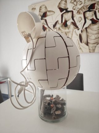 Lámpara de techo, blanco/gris plata, 35 cm
