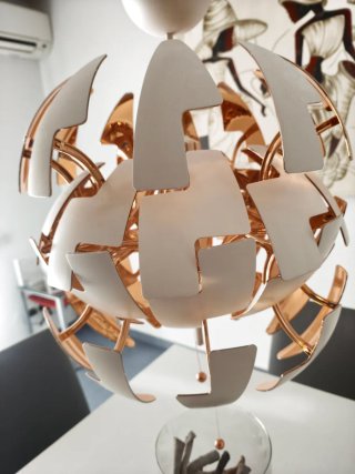 Lámpara de techo, blanco/gris plata, 35 cm