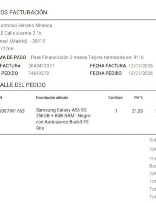 Samsung Galaxy A56 256GB negro