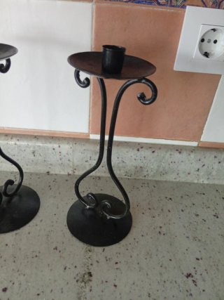2 Portavelas de Metal Negro
