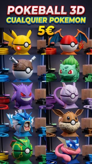 Pokéball 3D Personalizada - Cualquier Pokémon