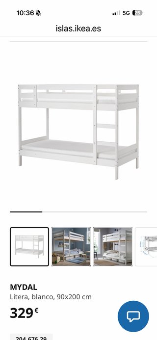Literas y colchones IKEA Blanco 90x200