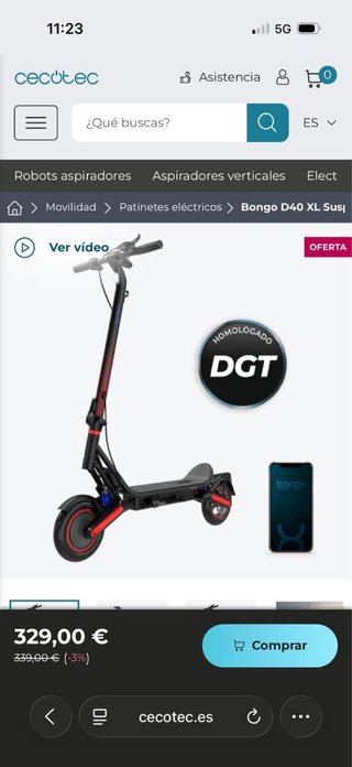 Patinete Eléctrico Cecotec Bongo D40 XL