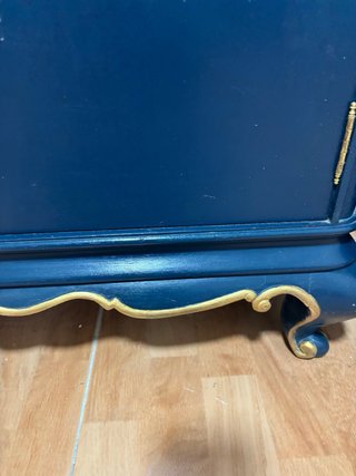 Mesita Vintage restaurada  Azul y Dorado
