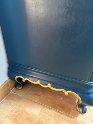 Mesita Vintage restaurada  Azul y Dorado