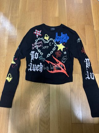 Top Bershka manga larga estampado