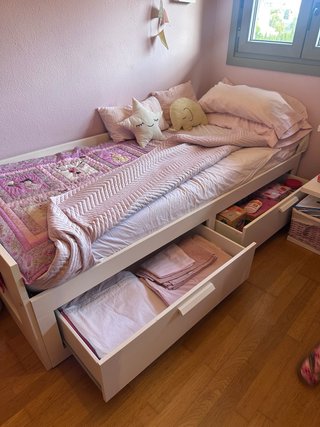 Cama nido blanca Ikea con cajones