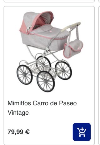 Carrito de bebé de juguete rosa y gris, sin uso
