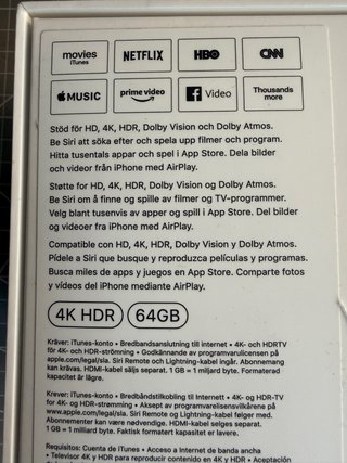 Apple TV 4K HDR 64 GB (1.ª gen) + fundas