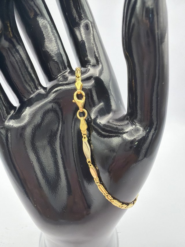Pulsera oro 18k eslabón trenzado plano