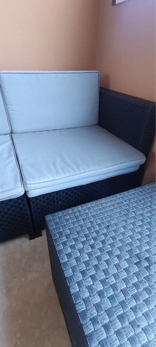 Conjunto Sofá y Mesa Terraza Mimbre