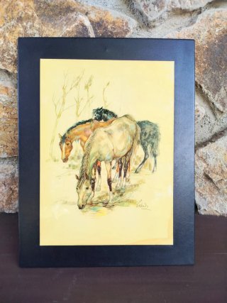 Cuadro de Caballos con Marco Negro-4€