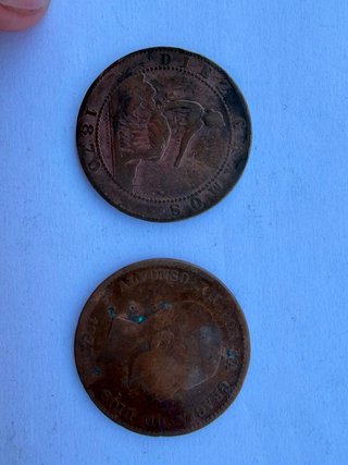 Lote 2 monedas antiguas españolas – 10 céntimos