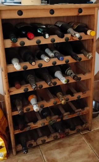 Botellero madera maciza natural