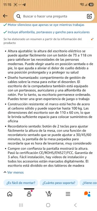 Escritorio Elevable Eléctrico Dripex 110x60