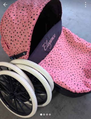 Cochecito de Muñecas Rosa con Topos