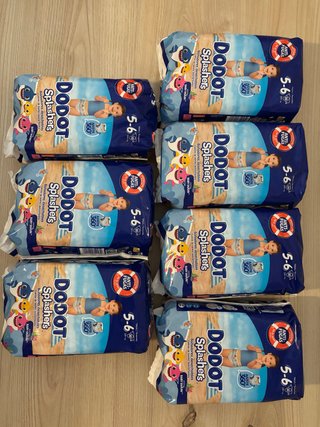 7 Paquetes de Pañales de Agua Dodot Splashers
