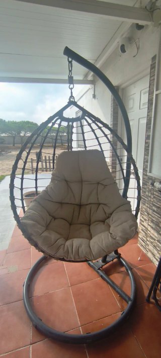 Sillón Colgante Terraza Beige y Negro