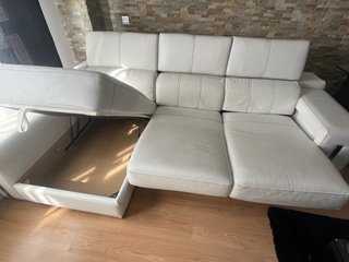 Sofá Chaiselongue de Piel Blanca