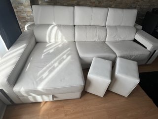 Sofá Chaiselongue de Piel Blanca