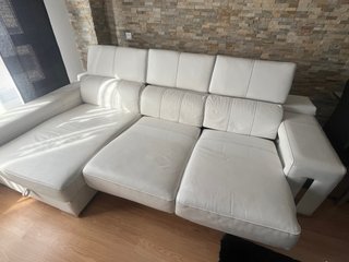 Sofá Chaiselongue de Piel Blanca
