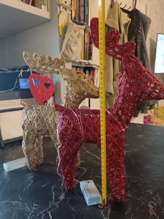 Renne Natale LED Oro e Rosso