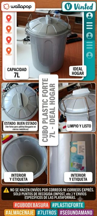 Cubo de basura / almacenaje 7L con tapa