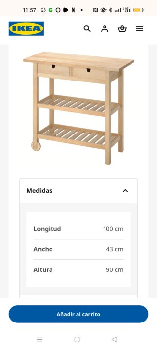 Carrito auxiliar cocina IKEA madera