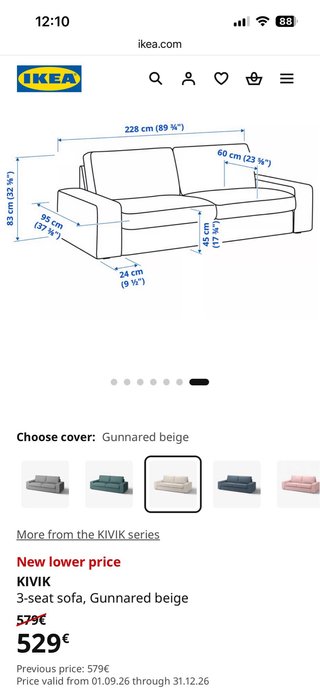 Sofá KIVIK beige de Ikea