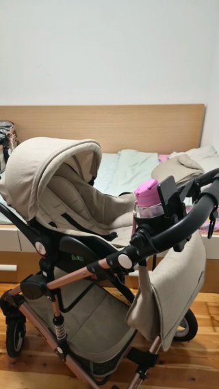 Carro de Bebé kiduku Beige y Oro Rosa