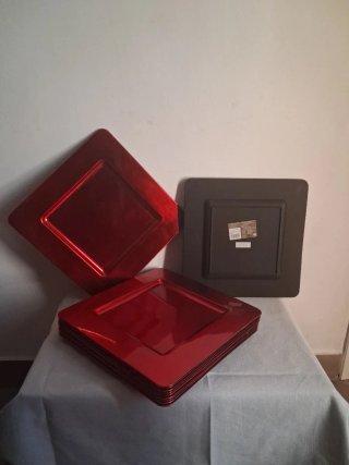 Set de 12 Bajoplatos Rojos Cuadrados