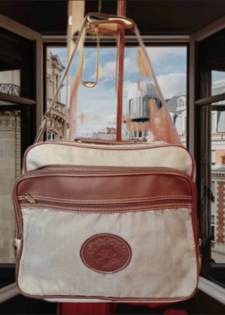 Maleta/bolsa de mano retro beige y marrón
