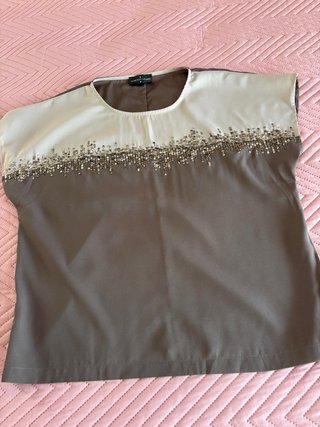 Blusa Roberto Verino lentejuelas beige/caqui Tall