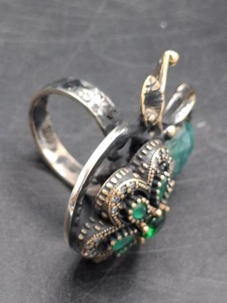 Anillo Artístico de Plata 925 y Piedras naturales